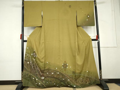 平和屋着物●中国三大刺繍　汕頭刺繍　スワトウ刺繍　総刺繍　訪問着　正倉院花文　暈し染め　金糸　正絹　逸品　AABM5486cs