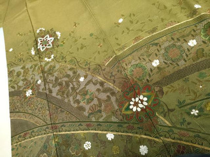 平和屋着物●中国三大刺繍　汕頭刺繍　スワトウ刺繍　総刺繍　訪問着　正倉院花文　暈し染め　金糸　正絹　逸品　AABM5486cs