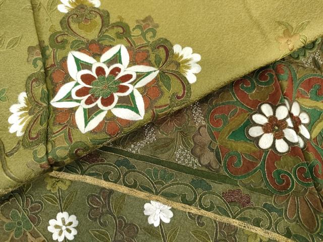 平和屋着物●中国三大刺繍　汕頭刺繍　スワトウ刺繍　総刺繍　訪問着　正倉院花文　暈し染め　金糸　正絹　逸品　AABM5486cs