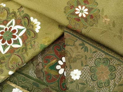 平和屋着物●中国三大刺繍　汕頭刺繍　スワトウ刺繍　総刺繍　訪問着　正倉院花文　暈し染め　金糸　正絹　逸品　AABM5486cs