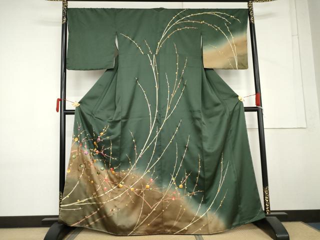 平和屋着物●訪問着　枝梅文　暈し染め　金彩　正絹　逸品　未使用　AABM5489cs