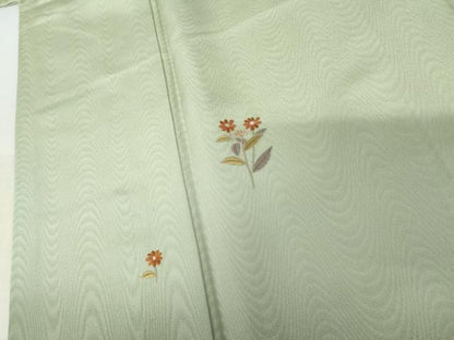 平和屋着物●訪問着　総刺繍　枝花文　暈し染め　金糸　正絹　逸品　AABM5490cs