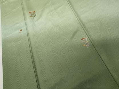 平和屋着物●訪問着　総刺繍　枝花文　暈し染め　金糸　正絹　逸品　AABM5490cs