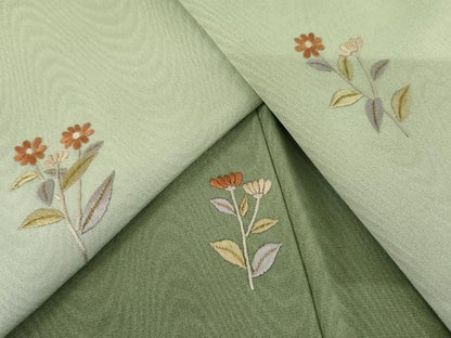 平和屋着物●訪問着　総刺繍　枝花文　暈し染め　金糸　正絹　逸品　AABM5490cs