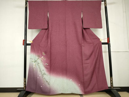 平和屋着物●訪問着　刺繍　花蝶文　暈し染め　金彩　金銀糸　やまと誂製　正絹　逸品　AABM5493cs