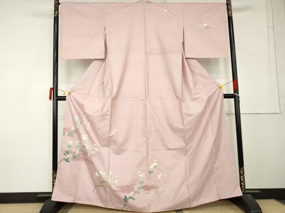 平和屋着物●本加賀友禅作家　成竹登茂男　白山紬　訪問着　枝花文　ますいわ屋扱い　正絹　逸品　AABM5499cs
