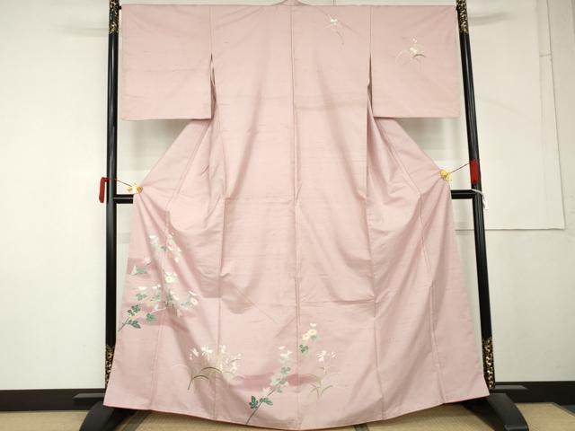 平和屋着物●本加賀友禅作家　成竹登茂男　白山紬　訪問着　枝花文　ますいわ屋扱い　正絹　逸品　AABM5499cs