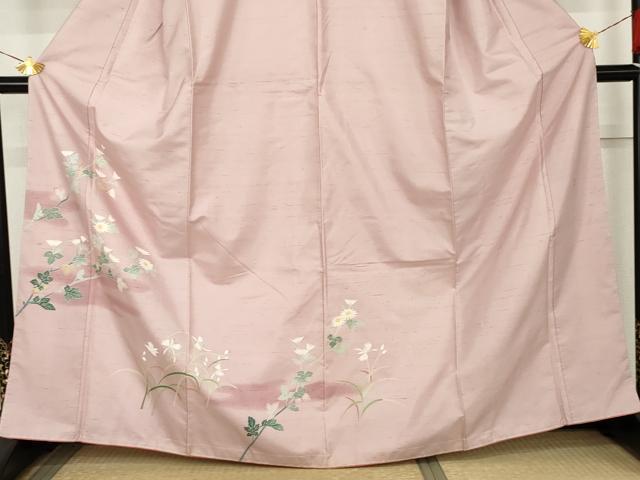 平和屋着物●本加賀友禅作家　成竹登茂男　白山紬　訪問着　枝花文　ますいわ屋扱い　正絹　逸品　AABM5499cs