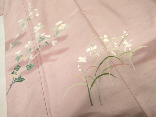 平和屋着物●本加賀友禅作家　成竹登茂男　白山紬　訪問着　枝花文　ますいわ屋扱い　正絹　逸品　AABM5499cs