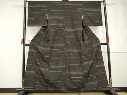 平和屋着物●上質な紬　100亀甲　変わり横段文　正絹　逸品　AABM5504cs