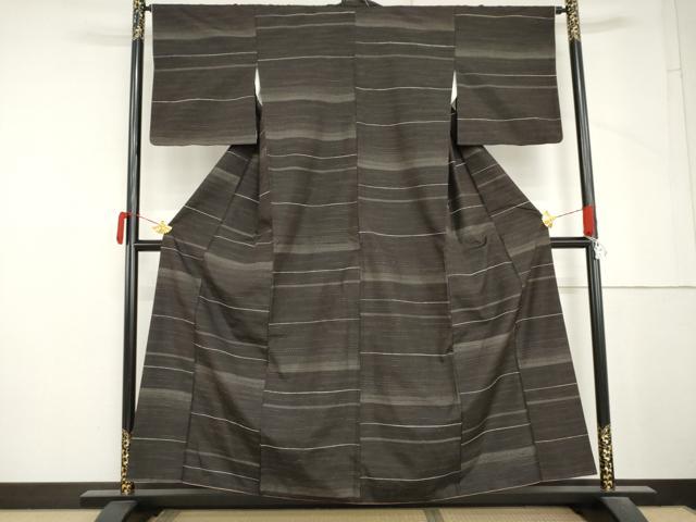 平和屋着物●上質な紬　100亀甲　変わり横段文　正絹　逸品　AABM5504cs