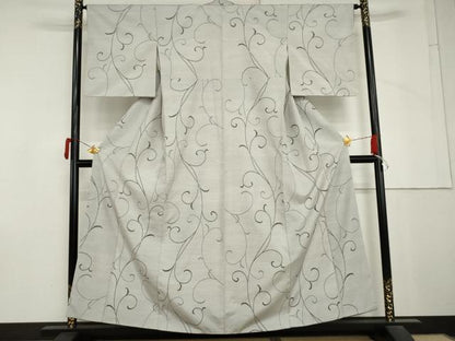 平和屋着物●上質な紬　唐草文　正絹　逸品　AABM5505cs