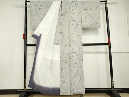 平和屋着物●上質な紬　唐草文　正絹　逸品　AABM5505cs