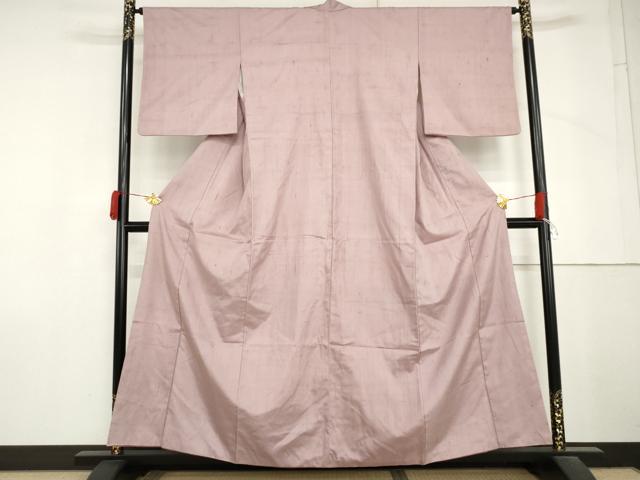 平和屋着物●上質な紬　色無地　石竹色　正絹　逸品　AABM5506cs