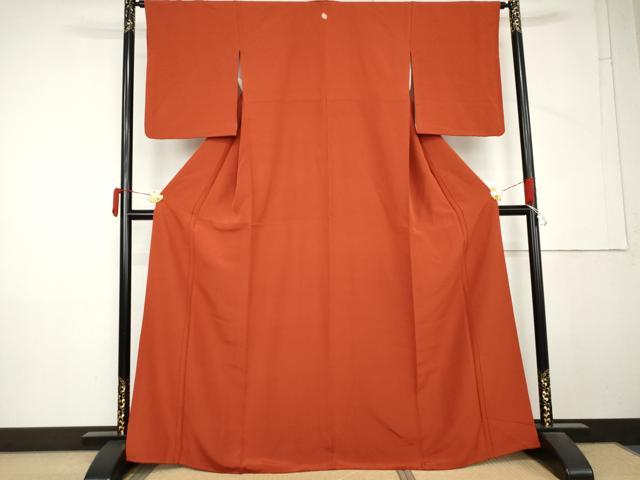 平和屋着物●上質な色無地　丹色　正絹　逸品　AABM5511cs