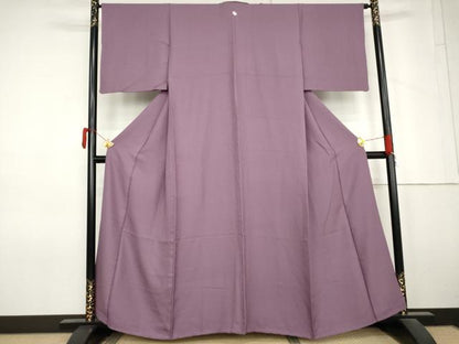 平和屋着物●上質な色無地　紋意匠　京紫色　まるやま扱い　正絹　逸品　AABM5521cs