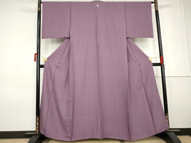 平和屋着物●上質な色無地　紋意匠　京紫色　まるやま扱い　正絹　逸品　AABM5521cs