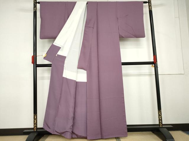 平和屋着物●上質な色無地　紋意匠　京紫色　まるやま扱い　正絹　逸品　AABM5521cs