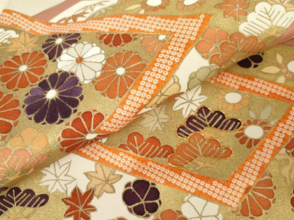 平和屋着物●訪問着　駒刺繍　松竹梅文　金彩　正絹　逸品　AABM5523cs