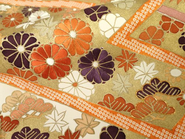 平和屋着物●訪問着　駒刺繍　松竹梅文　金彩　正絹　逸品　AABM5523cs