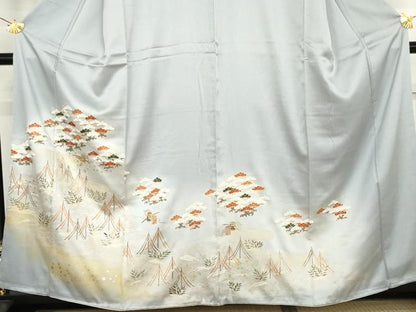 平和屋着物●訪問着　浜松風景文　暈し染め　金彩　正絹　逸品　AABM5524cs
