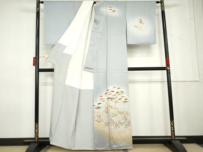 平和屋着物●訪問着　浜松風景文　暈し染め　金彩　正絹　逸品　AABM5524cs