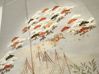 平和屋着物●訪問着　浜松風景文　暈し染め　金彩　正絹　逸品　AABM5524cs