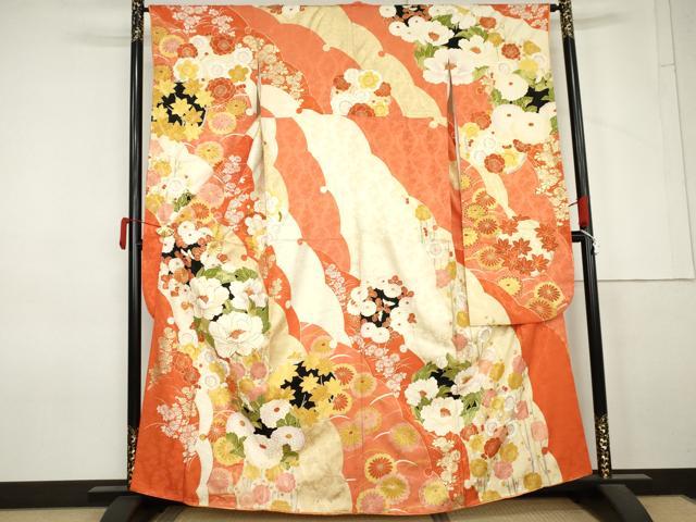 平和屋着物●豪華振袖　雪輪花丸文　金彩　正絹　逸品　AABM5525cs