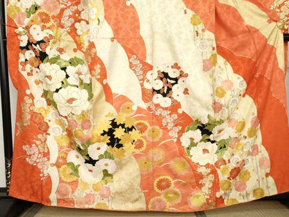 平和屋着物●豪華振袖　雪輪花丸文　金彩　正絹　逸品　AABM5525cs