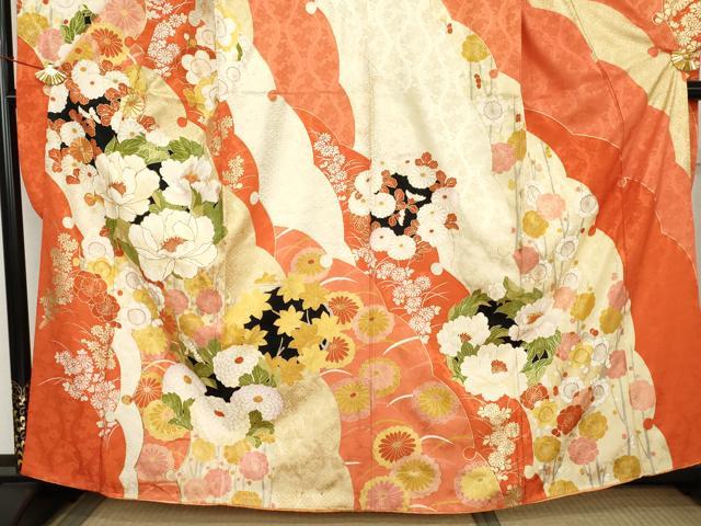 平和屋着物●豪華振袖　雪輪花丸文　金彩　正絹　逸品　AABM5525cs