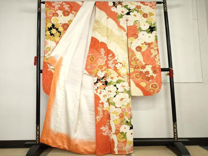 平和屋着物●豪華振袖　雪輪花丸文　金彩　正絹　逸品　AABM5525cs