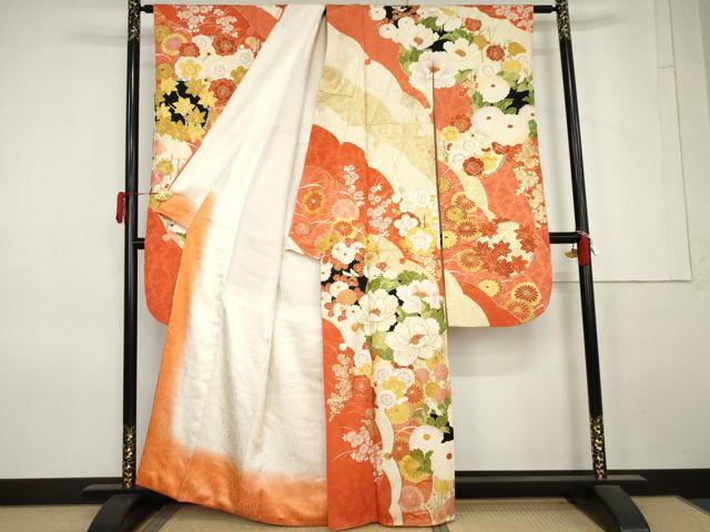 平和屋着物●豪華振袖　雪輪花丸文　金彩　正絹　逸品　AABM5525cs