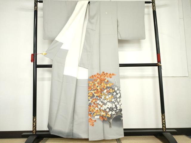 平和屋着物●豪華色留袖　駒刺繍　枝花文　暈し染め　正絹　逸品　AABM5526cs