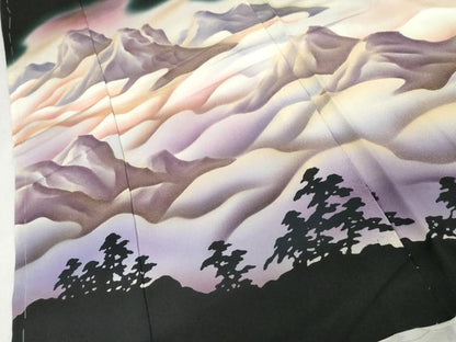 平和屋着物●豪華黒留袖　作家物　樹林シルエット　暈し染め　金彩　仮絵羽　正絹　逸品　未使用　AABM5545cs