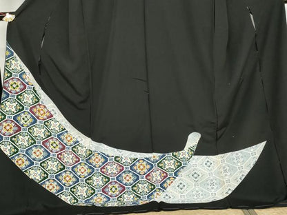 平和屋着物●豪華黒留袖　友禅　蜀江花文　浜ちりめん　仮絵羽　正絹　逸品　未使用　AABM5546cs
