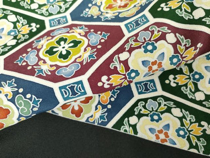 平和屋着物●豪華黒留袖　友禅　蜀江花文　浜ちりめん　仮絵羽　正絹　逸品　未使用　AABM5546cs