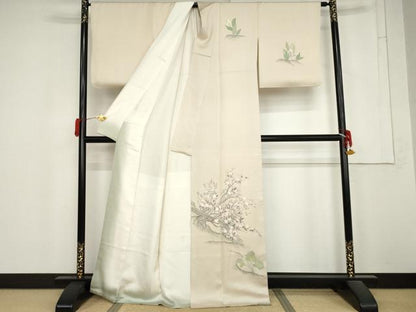 平和屋着物●訪問着　手描き　カラー　枝花文　正絹　逸品　AABM5548cs