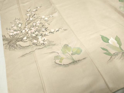 平和屋着物●訪問着　手描き　カラー　枝花文　正絹　逸品　AABM5548cs