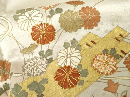 平和屋着物●訪問着　駒刺繍　花筏文　暈し染め　金彩　正絹　逸品　AABM5549cs
