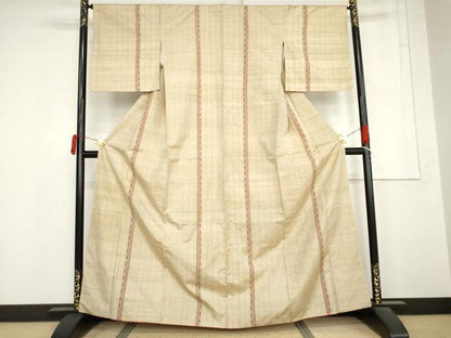 平和屋着物●上質な紬　縞　正絹　逸品　AABM5550cs