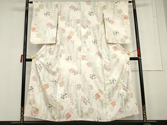 平和屋着物●上質な小紋　花丸文　金彩　正絹　逸品　AABM5551cs