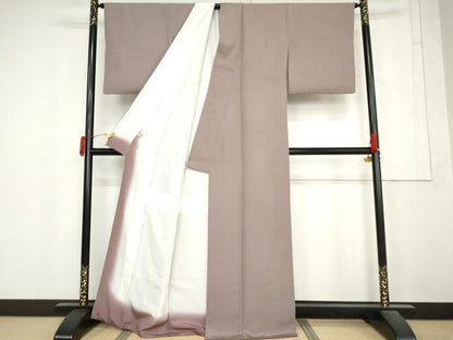 平和屋着物●江戸小紋　彫士：住田双光・染士：服部光擴　万筋　深紫色×薄葡萄色　正絹　逸品　AABM5552cs