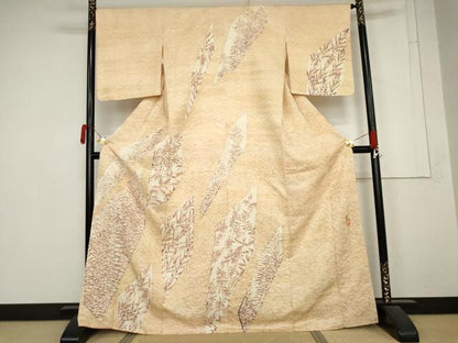 平和屋着物●伝統工芸士　範人　訪問着　枝葉文　正絹　逸品　AABM5554cs