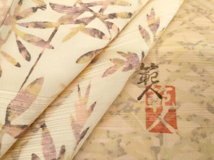 平和屋着物●伝統工芸士　範人　訪問着　枝葉文　正絹　逸品　AABM5554cs