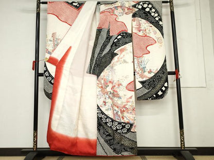 平和屋着物●豪華振袖　絞り　束ね熨斗花文　金銀彩　正絹　逸品　AABM5555cs