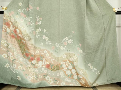 平和屋着物●訪問着　辻が花　道長花文　暈し染め　金彩　正絹　逸品　AABM5559cs