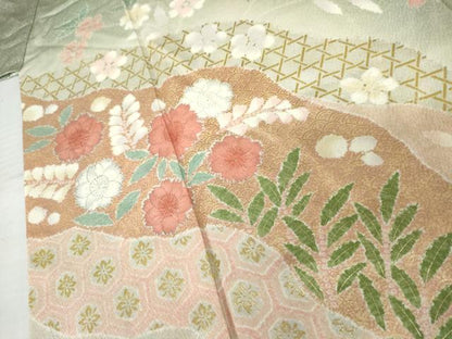 平和屋着物●訪問着　辻が花　道長花文　暈し染め　金彩　正絹　逸品　AABM5559cs