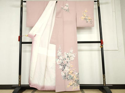平和屋着物●訪問着　友禅　作家物　枝花文　正絹　逸品　AABM5564cs