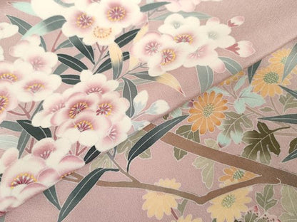 平和屋着物●訪問着　友禅　作家物　枝花文　正絹　逸品　AABM5564cs