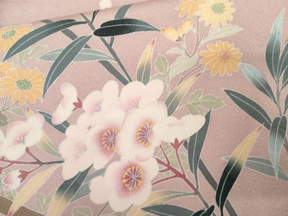 平和屋着物●訪問着　友禅　作家物　枝花文　正絹　逸品　AABM5564cs
